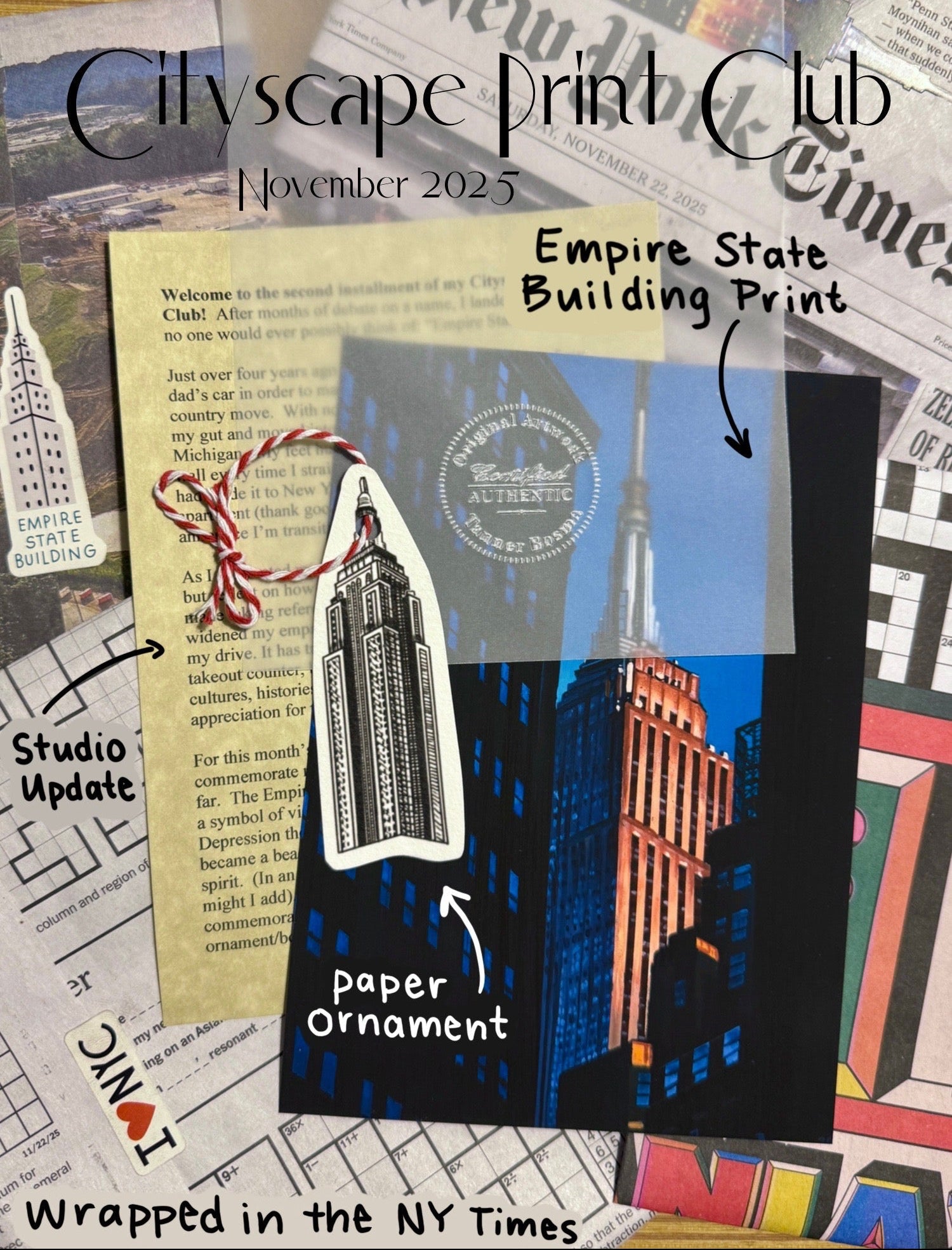 Certificate to Cityscape Print Club (Year Subscription)